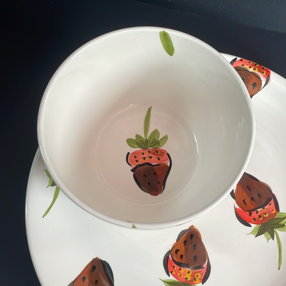 Strawberry Fondue 101 Tabletops Unlimited Serving 13” Serving Platter Bowl 2 PC - Picture 3 of 7